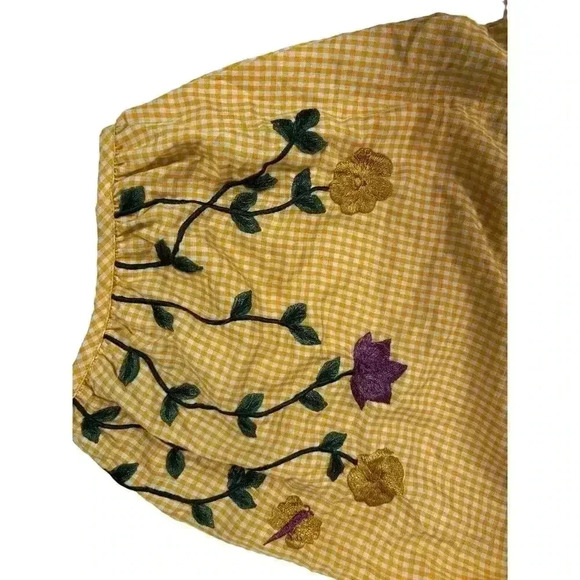 NWOT small Anthropologie Samant Chauhan Amabella yellow embroidered peasant top - Picture 5 of 7